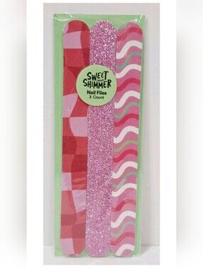 Ulta Sweet and Shimmer NAIL FILES 3-Count Buff Geometric Sparkle Pink Multi New